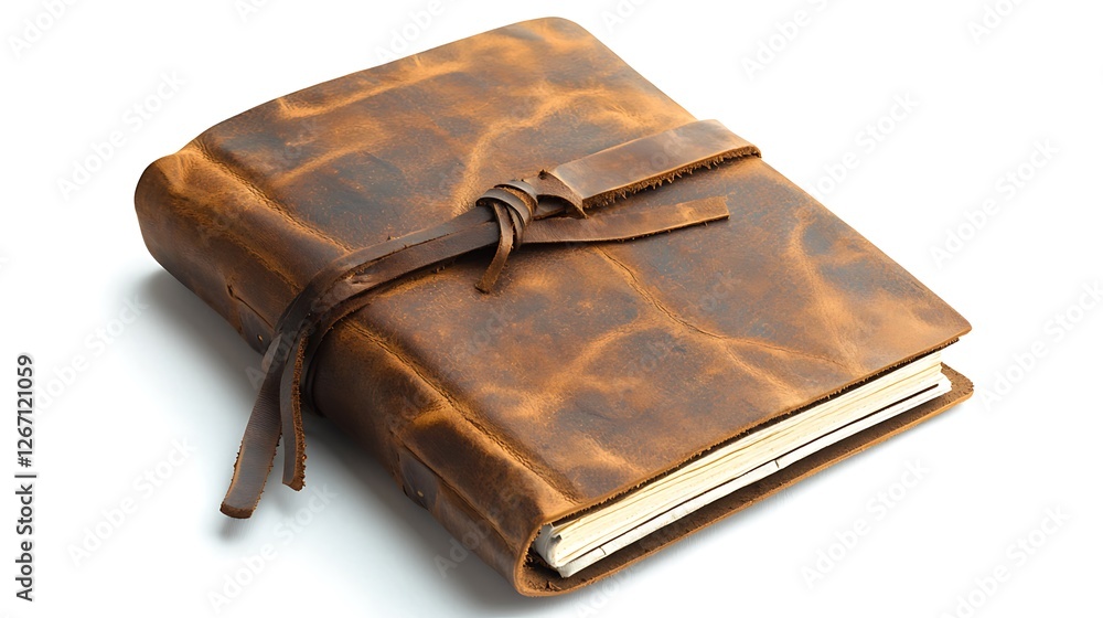 A leather bound book with a brown cover and a brown leather binding A leather bound book with a brown cover and a brown leather binding