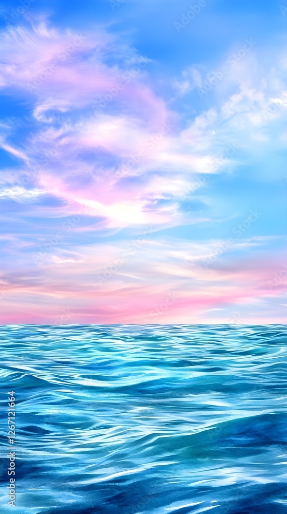 Obraz premium Serene Ocean & Pastel Sky: Dreamy Seascape - Pastel colors