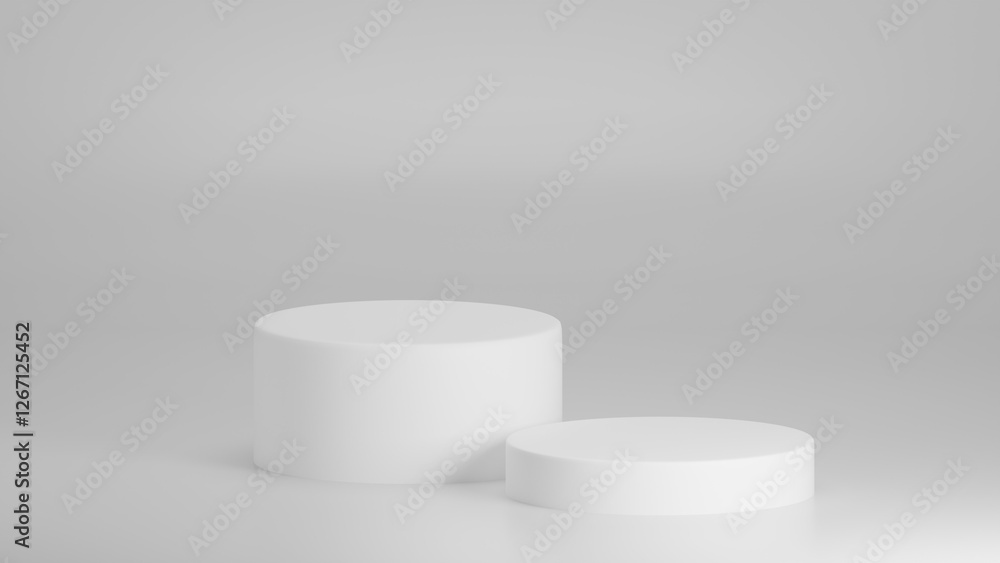3D white circular pedestal for product placement 3D white circular pedestal for product placement