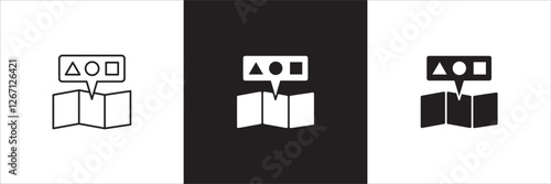Plan strategy icon. Program icon. Arrangement symbol. Symbol of keynote, idea, design, document, paper. Vector icons illustration in thin line and solid design.