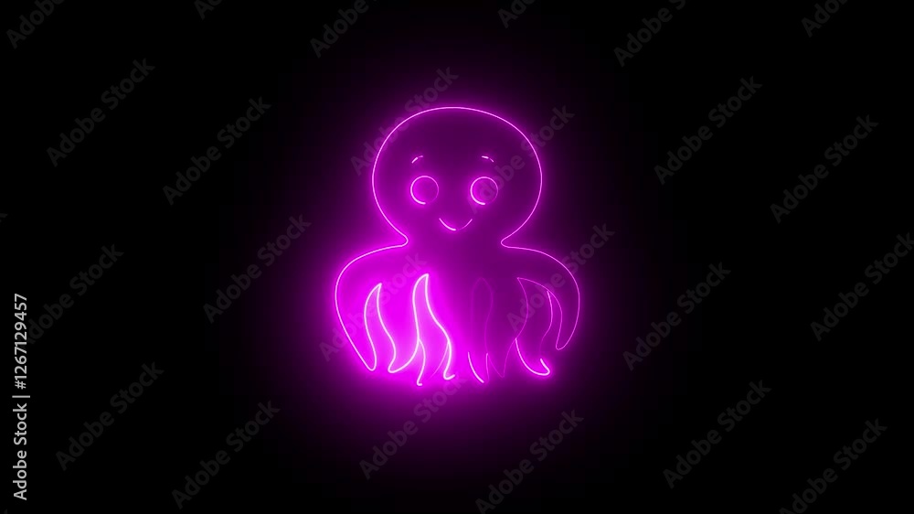 Octopus icon with modern digital animation on dark background in futuristic style Octopus icon with modern digital animation on dark background in futuristic style