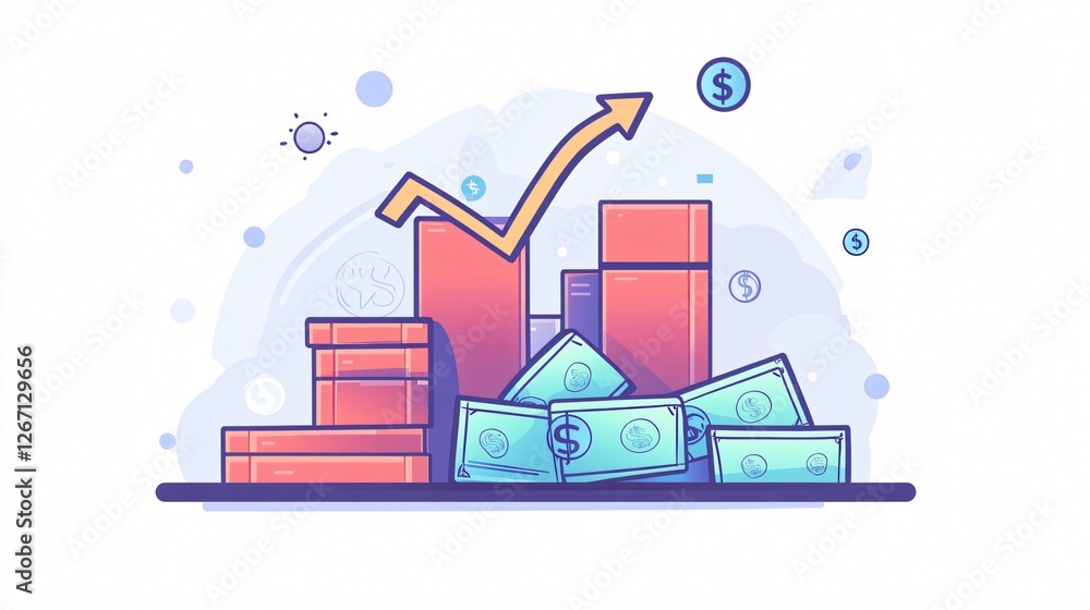 Obraz premium Financial Success: Visualizing Growth with Cash and Charts