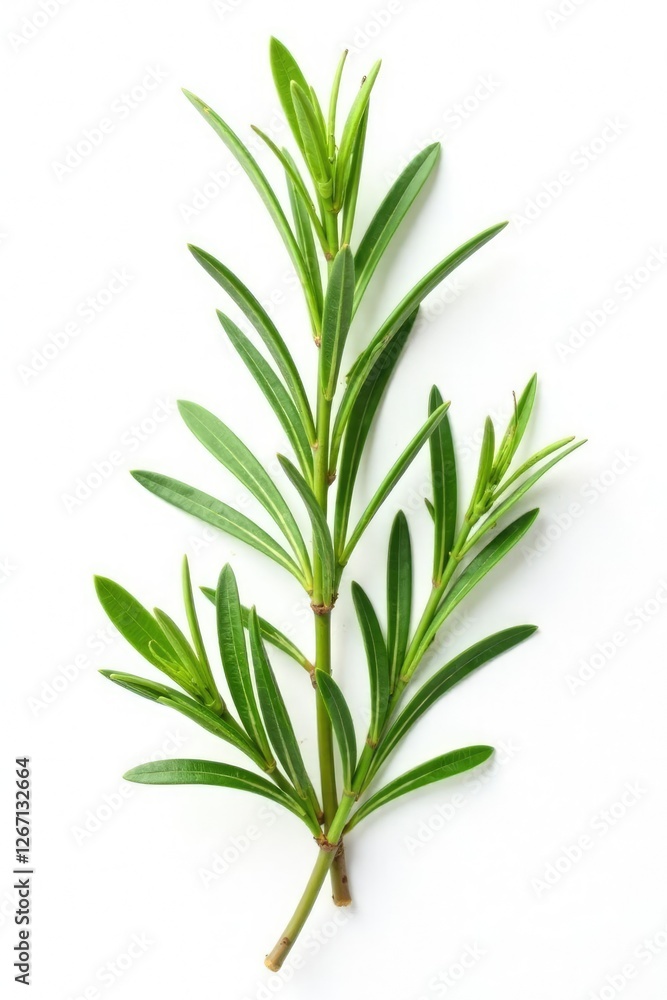Fresh rosemary branches against stark white background, branch, leaf, natural Fresh rosemary branches against stark white background, branch, leaf, natural