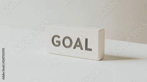 Goal Oriented: A minimalist image of a rectangular block with the word 