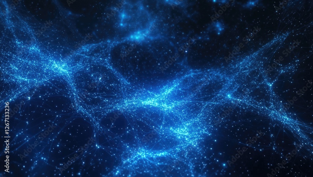 Blue nebula digital network connection cosmic background Blue nebula digital network connection cosmic background