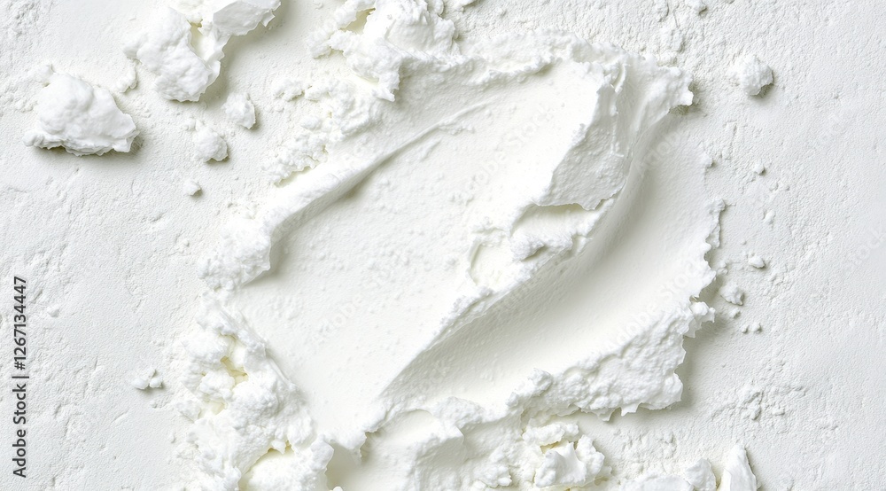 White texture of cream spread on a white background, as food ingredient or for skincare White texture of cream spread on a white background, as food ingredient or for skincare