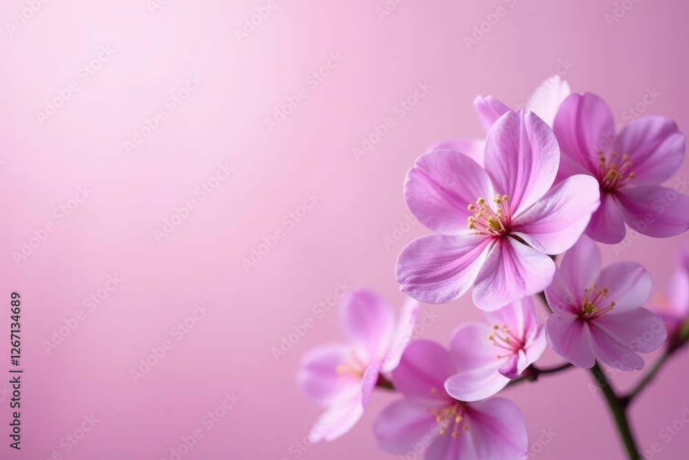 Delicate flower blooms on a soft pink light background with lilac hues, lilac, floral, delicate Delicate flower blooms on a soft pink light background with lilac hues, lilac, floral, delicate