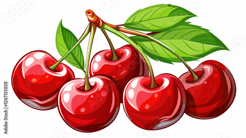 red cherries isolated on transparent background