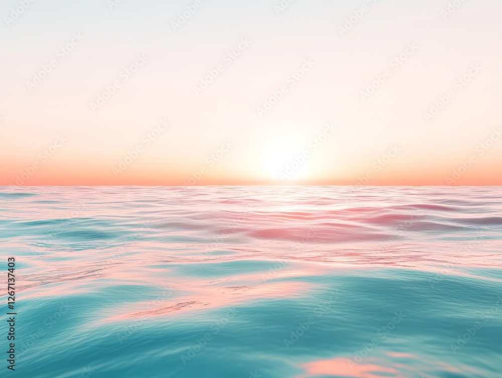 Fototapeta premium Serene Sunset Ocean Tranquil Seascape at Golden Hour