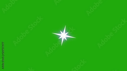 Twinkling star, vector glowing star light effect doodle style on Green Screen Chroma Key, twinkle Sparkle Stars animation