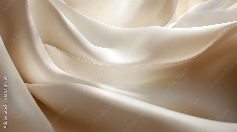 Fototapeta premium Elegant Draped Creamy Beige Fabric Texture