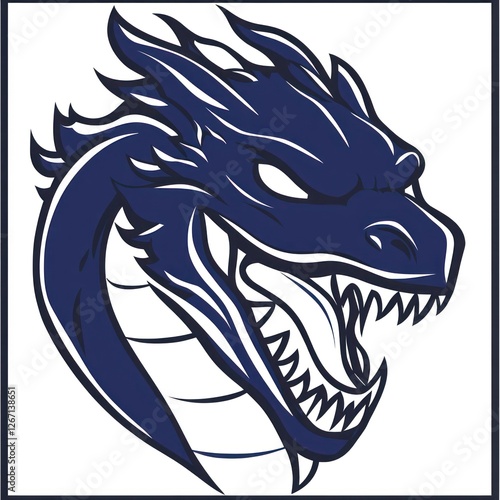 Wallpaper Mural Dark blue dragon head profile, fantasy art, mascot, gaming Torontodigital.ca