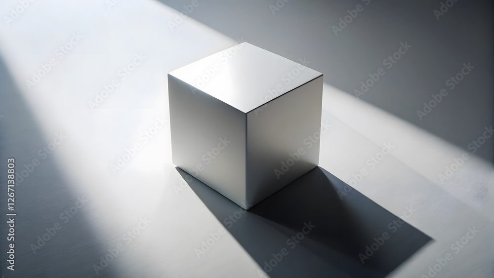 Fototapeta premium White Cube, Light, Shadow, Minimalist