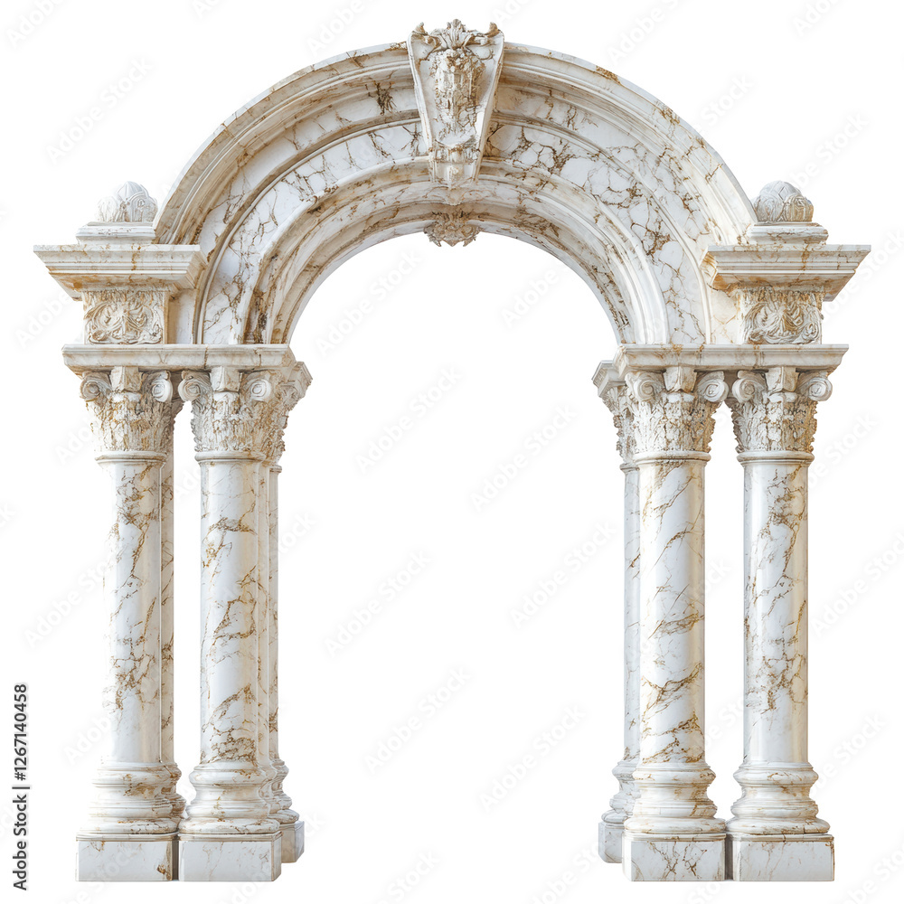 Isolated Ornate Marble Archway with Corinthian Columns Isolated Ornate Marble Archway with Corinthian Columns