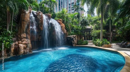 Serene Oasis: Waterfall Pool Paradise