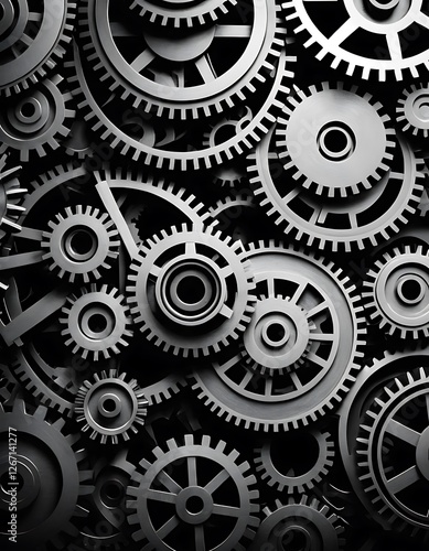 Wallpaper Mural Interlocking Gears, A Symphony of Mechanical Precision and Engineering Torontodigital.ca