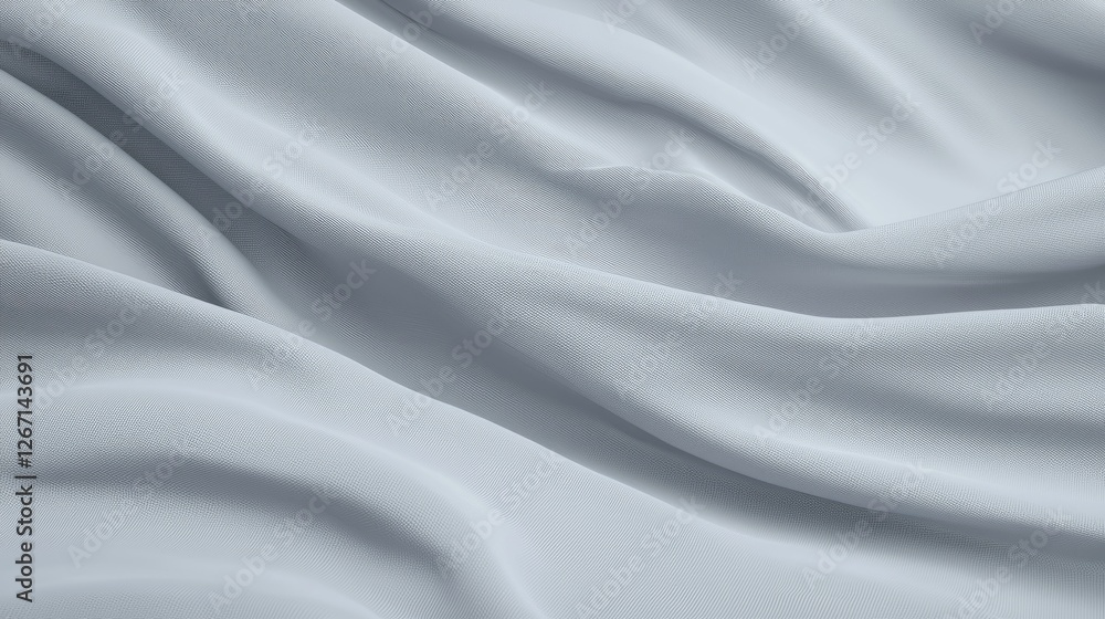 Fototapeta premium Light blue silk fabric draped in elegant soft folds and ripples under gentle studio lighting.