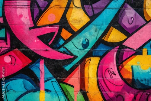 Wallpaper Mural Vibrant abstract street art on brick wall. Neural network AI generated Torontodigital.ca