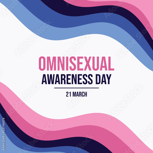Omnisexual Awareness Day poster vector illustration. Omnisexual waving abstract LGBT pride flag frame vector. Omnisexual wavy border graphic design element. Template for background, banner, card
