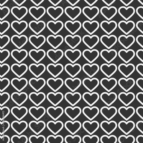 Outline hearts Light on dark Backdrop Grayscale Seamless Pattern White Day or St Valentine Day fond