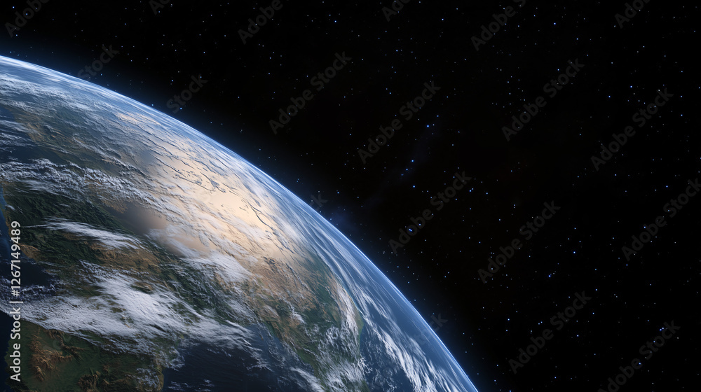 Obraz premium Our Pale Blue Dot: A breathtaking view of Earth from space, capturing the planet's delicate beauty and fragility against the vast expanse of the cosmos.