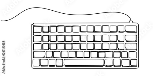 Keyboard. Bicolor line icon on black or white background - Editable stroke, continuous one line drawing, Outline vector keyboard top view, Simply Computer Keyboard, Simply Computer Keyboard.