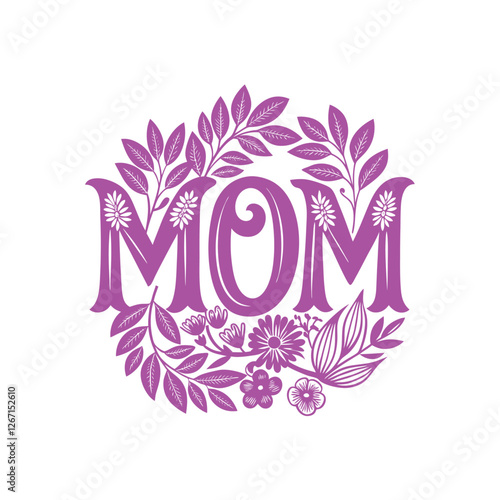 Color mom text with beautiful vector mothers day fesign photo