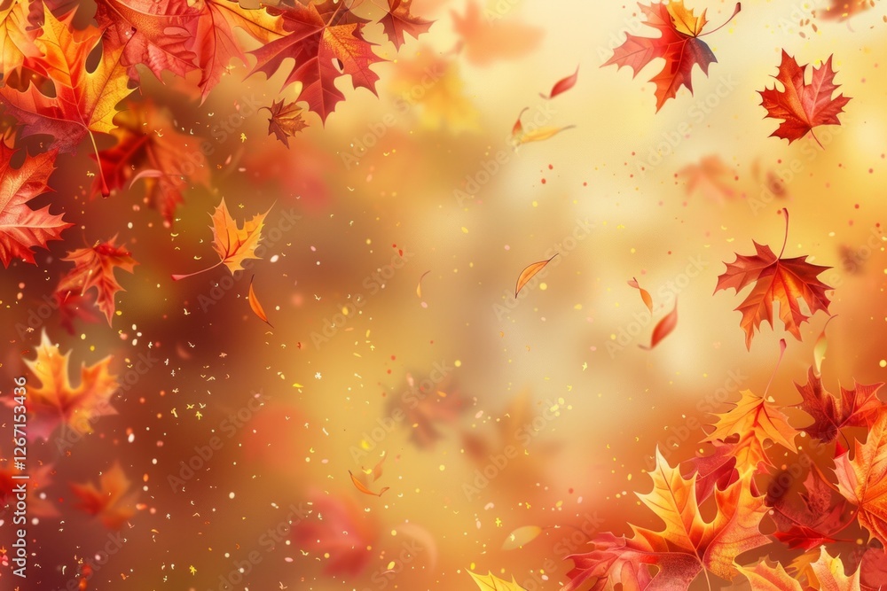 Orange fall leaves in park, autumn natural background. Neural network ai generated Orange fall leaves in park, autumn natural background. Neural network ai generated
