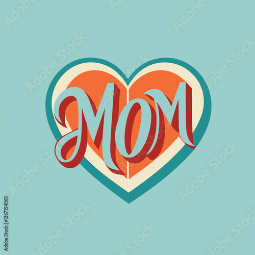 Color mom text with beautiful vector mothers day fesign photo