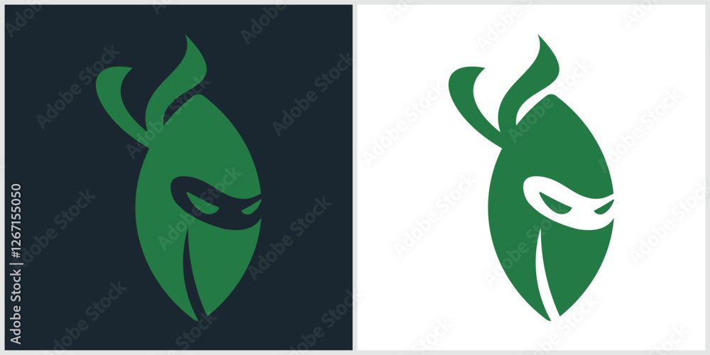 Naklejka premium Ninja LEAF Logo Design Vector Icon Symbol Illustrations.