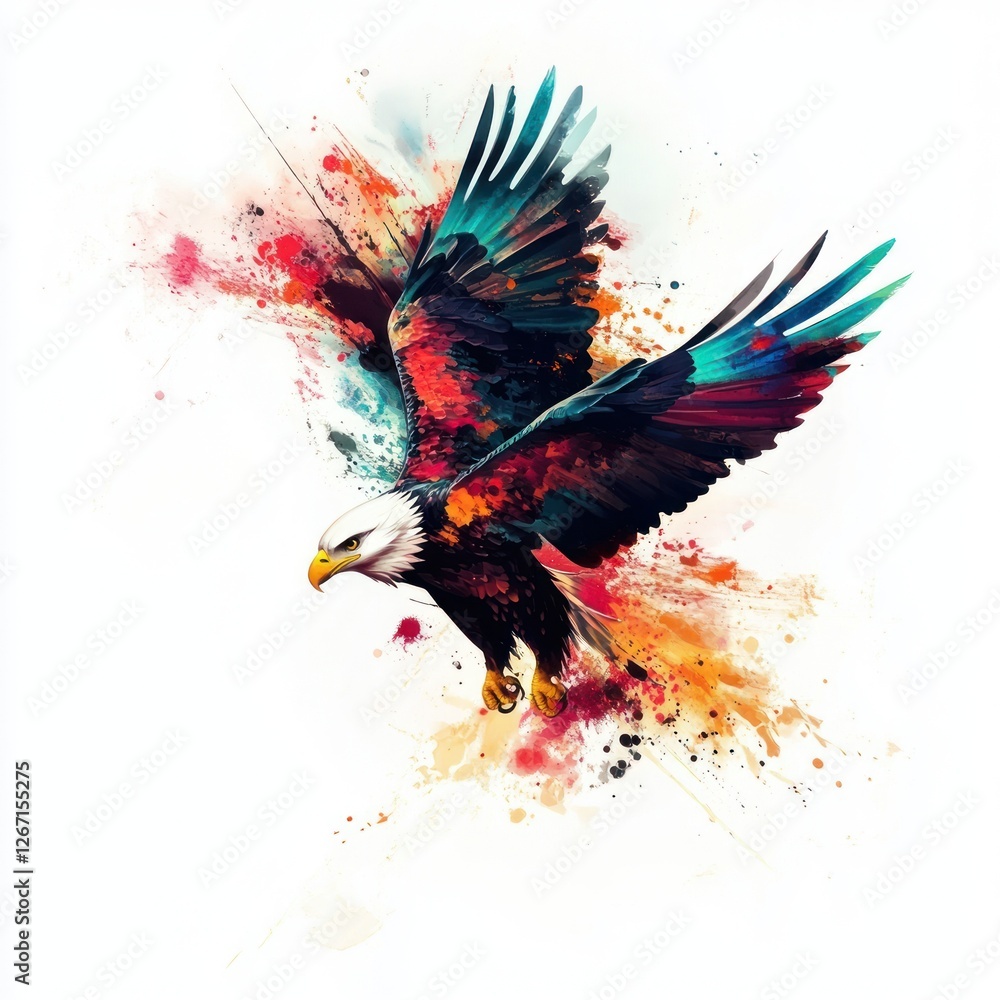 Obraz premium Artistic Eagle Soaring Abstract Splash Background for wildlife enthusiasts or editorial use