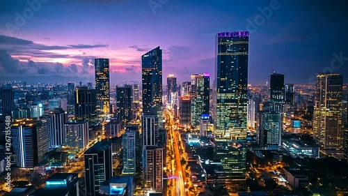 Wallpaper Mural City skyline at dusk with vibrant lights and clouds Torontodigital.ca