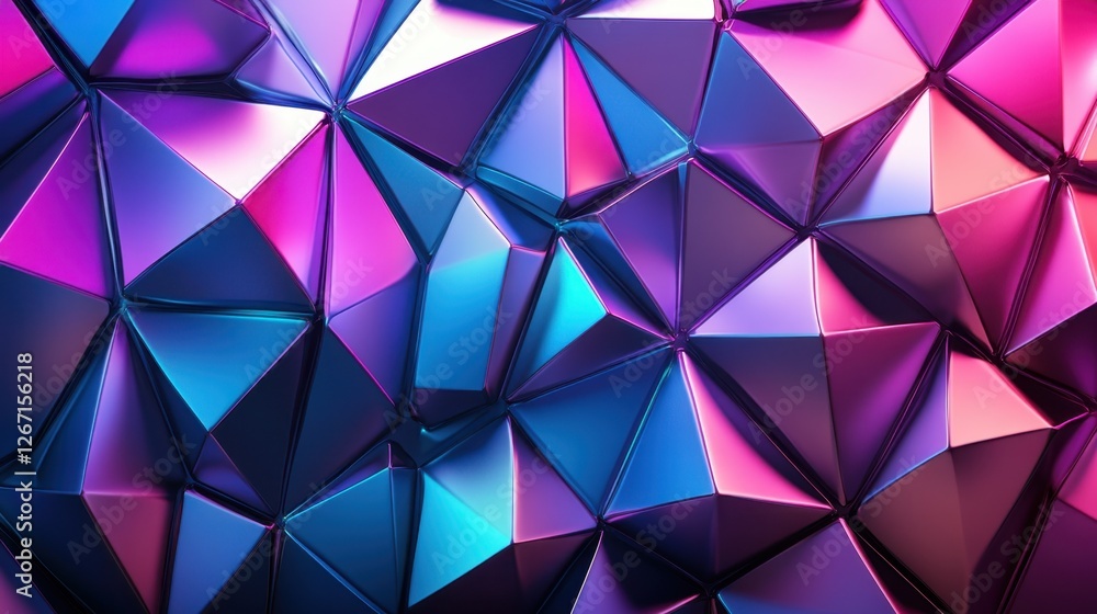 Fototapeta premium Abstract Purple and Blue Metallic Triangular Geometric Pattern Background Design