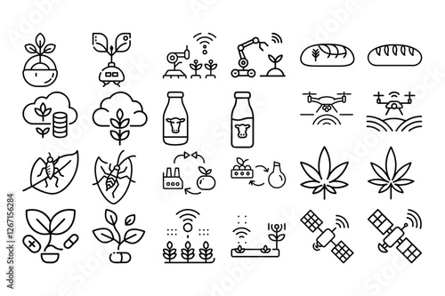 High quality agriculture outline icon vector illustration, perfect for farming, organic products, eco-friendly designs, agribusiness branding, and rural development themes.