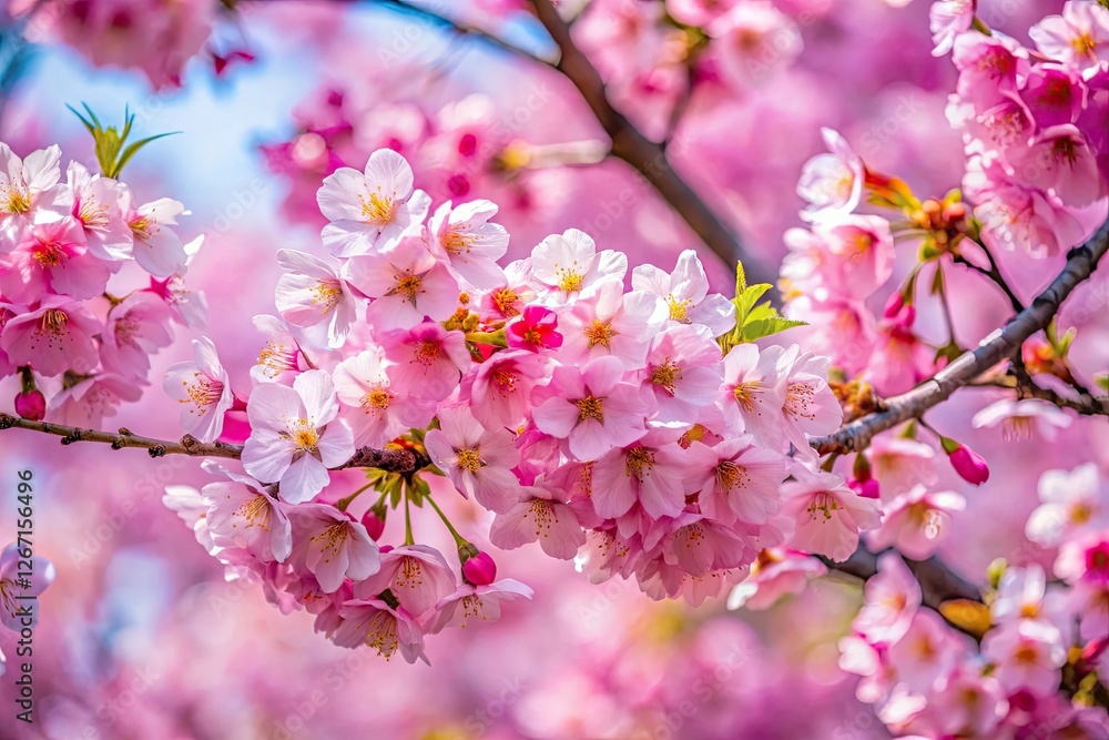 Vibrant Osaka sakura: A springtime spectacle of pink cherry blossoms in full bloom. Vibrant Osaka sakura: A springtime spectacle of pink cherry blossoms in full bloom.