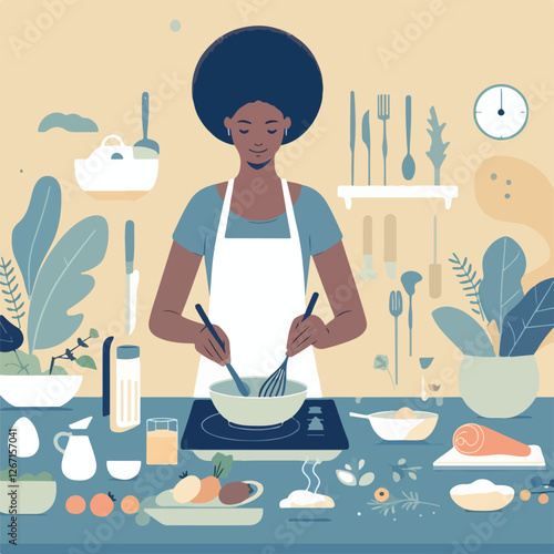 vector image of people cooking