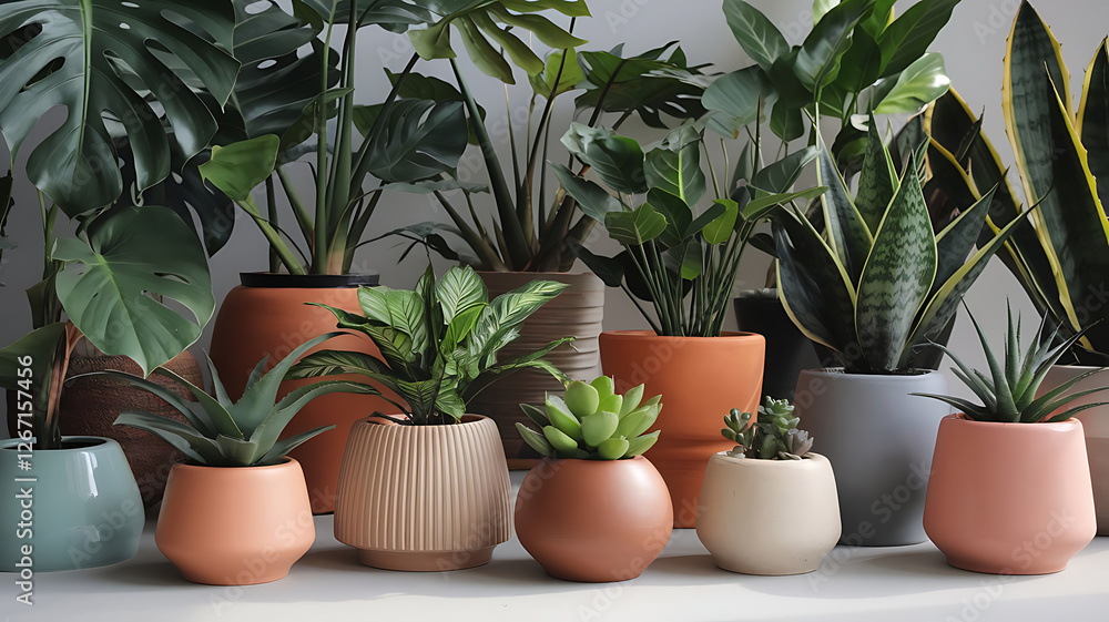 Fototapeta premium collection of potted plants isolated background