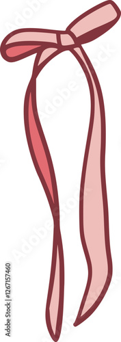coquette pink bow ribbon illustration vector element thin long bow