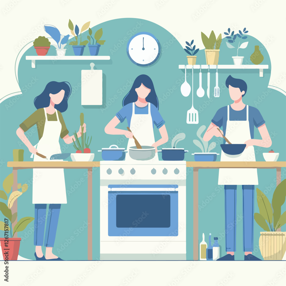 vector image of people cooking vector image of people cooking