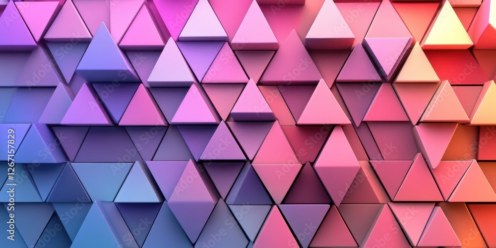 Abstract Geometric Pattern of Colorful Triangles: A Vibrant 3D Render of Interlocking Shapes Abstract Geometric Pattern of Colorful Triangles: A Vibrant 3D Render of Interlocking Shapes
