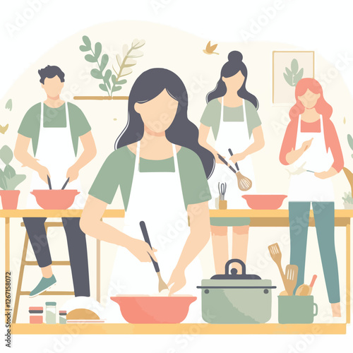 vector image of people cooking