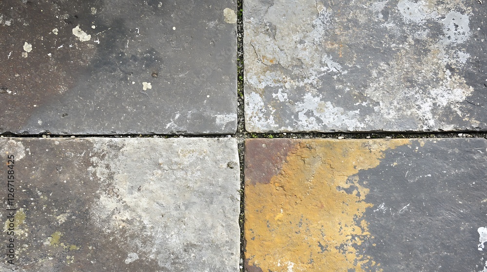 Obraz premium Weathered Stone Pavement Showing Age and Texture