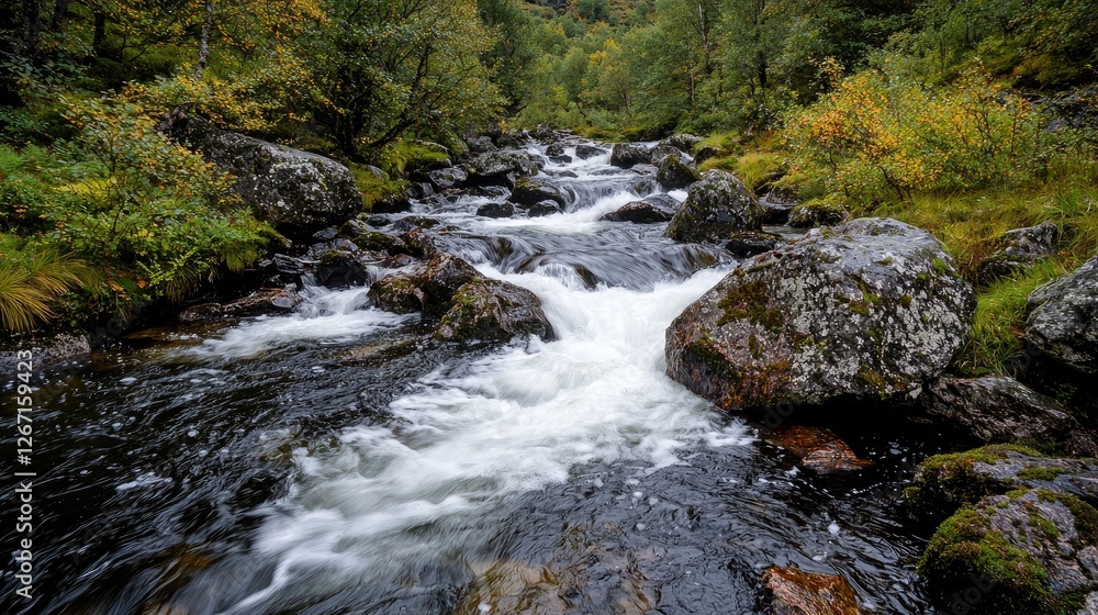 Autumn Creek Flowing Through Rocks Autumn Creek Flowing Through Rocks