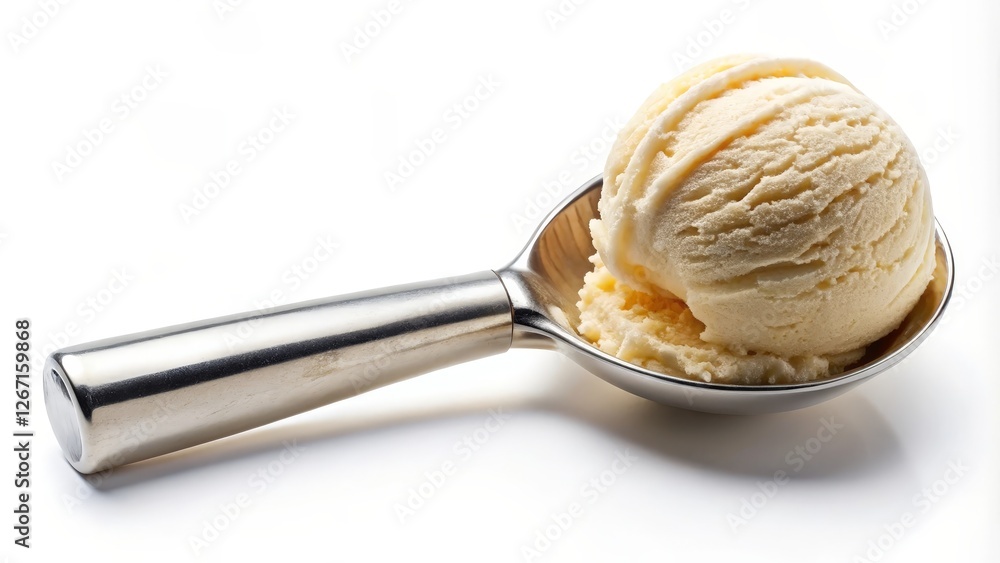 Vanilla Ice Cream Scoop on White Background Vanilla Ice Cream Scoop on White Background