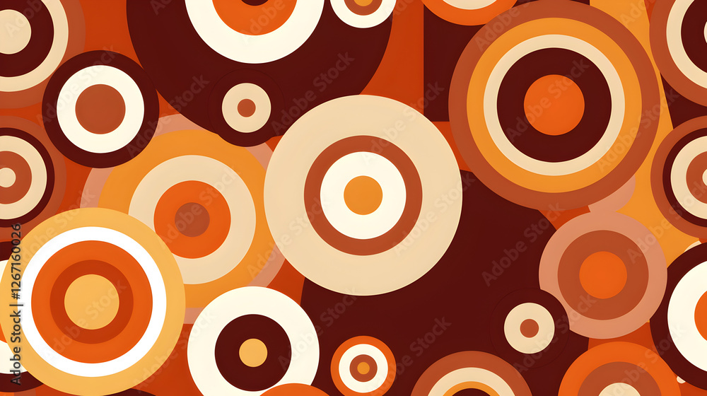 Abstract design featuring concentric circles in warm tones of orange and brown. Abstract design featuring concentric circles in warm tones of orange and brown.