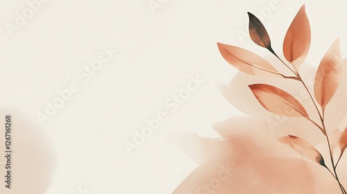 Watercolor Painting of Autumnal Leaves Branch