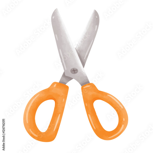 Scissors clip art, scissor clip art , scissors vector image, cartoon yellow scissors illustration vector, hand drawn watercolor painting style