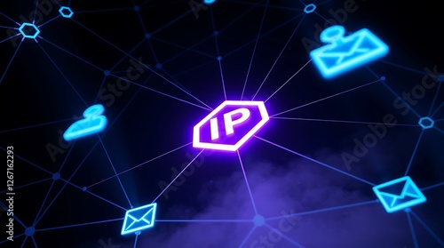 IP, Internet protocol, Network Topology Infographic with IP Addresses – Connected Users and IP-Based Communication, networking, network diagram, network infrastructure, IP-based communication