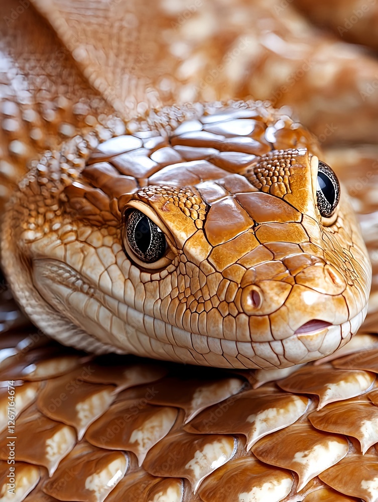 Fototapeta premium Closeup Brown Snake Scales Texture - Macro Photography
