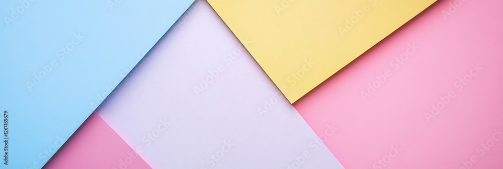 Colorful arrangement of pastel paper sheets in blue, yellow, pink, and white creating a vibrant display on a flat surface. Generative AI Colorful arrangement of pastel paper sheets in blue, yellow, pink, and white creating a vibrant display on a flat surface. Generative AI